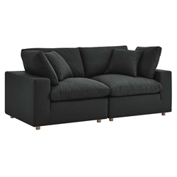 Commix Down Filled Overstuffed 2 Piece Sectional Sofa Set - Black 