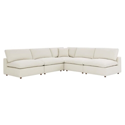 Commix Down Filled Overstuffed 5-Piece Armless Sectional Sofa - Light Beige 