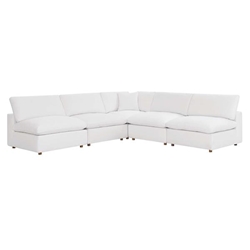 Commix Down Filled Overstuffed 5-Piece Armless Sectional Sofa - Pure White 