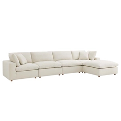 Commix Down Filled Overstuffed 5 Piece Sectional Sofa Set - Light Beige 