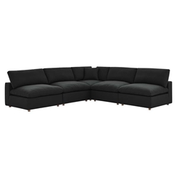 Commix Down Filled Overstuffed 5-Piece Armless Sectional Sofa - Black 
