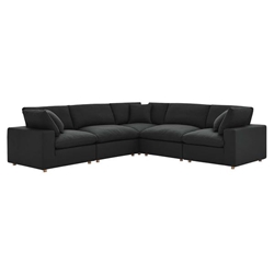 Commix Down Filled Overstuffed 5 Piece 5-Piece Sectional Sofa - Black 
