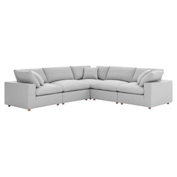 Commix Down Filled Overstuffed 5 Piece 5-Piece Sectional Sofa - Light Gray 