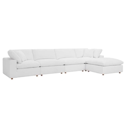 Commix Down Filled Overstuffed 5 Piece Sectional Sofa Set - Pure White 