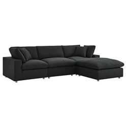 Commix Down Filled Overstuffed 4 Piece Sectional Sofa Set - Black - Style A 