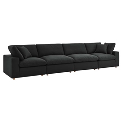 Commix Down Filled Overstuffed 4 Piece Sectional Sofa Set - Black - Style B 
