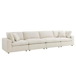 Commix Down Filled Overstuffed 4 Piece Sectional Sofa Set - Light Beige - Style B 