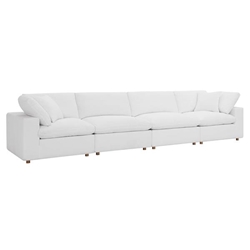 Commix Down Filled Overstuffed 4 Piece Sectional Sofa Set - Pure White - Style A 