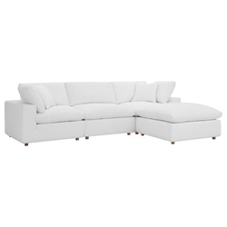 Commix Down Filled Overstuffed 4 Piece Sectional Sofa Set - Pure White - Style B 