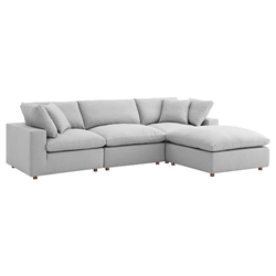 Commix Down Filled Overstuffed 4 Piece Sectional Sofa Set - Light Gray - Style B 
