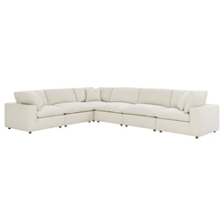 Commix Down Filled Overstuffed 6 Piece Sectional Sofa Set - Light Beige 