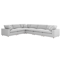 Commix Down Filled Overstuffed 6 Piece Sectional Sofa Set - Light Gray 
