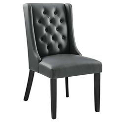 Baronet Button Tufted Vegan Leather Dining Chair - Gray 