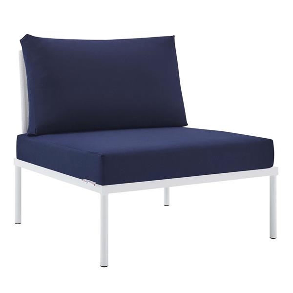 Harmony Sunbrella® Outdoor Patio Aluminum Armless Chair - White Navy 