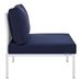 Harmony Sunbrella® Outdoor Patio Aluminum Armless Chair - White Navy - MOD12246