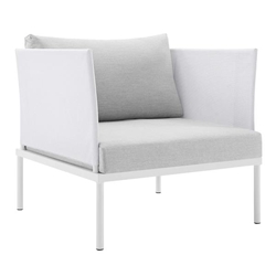 Harmony Sunbrella® Outdoor Patio Aluminum Armchair - White Gray 