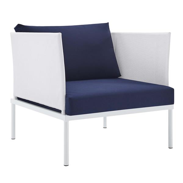 Harmony Sunbrella® Outdoor Patio Aluminum Armchair - White Navy 