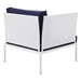 Harmony Sunbrella® Outdoor Patio Aluminum Armchair - White Navy - MOD12248