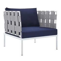 Harmony Sunbrella® Outdoor Patio Aluminum Armchair - Gray Navy 