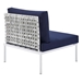 Harmony Sunbrella® Basket Weave Outdoor Patio Aluminum Armless Chair - Taupe Navy - MOD12255