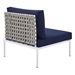 Harmony Sunbrella® Basket Weave Outdoor Patio Aluminum Armless Chair - Tan Navy - MOD12257