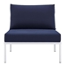 Harmony Sunbrella® Basket Weave Outdoor Patio Aluminum Armless Chair - Tan Navy - MOD12257