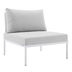 Harmony Sunbrella® Outdoor Patio Aluminum Armless Chair - White Gray 