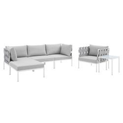 Harmony 6-Piece  Sunbrella® Outdoor Patio Aluminum Seating Set - Gray Gray 
