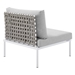 Harmony Sunbrella® Basket Weave Outdoor Patio Aluminum Armless Chair - Tan Gray - MOD12273