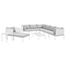 Harmony 10-Piece  Sunbrella® Outdoor Patio Aluminum Sectional Sofa Set - White Gray - MOD12277