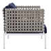 Harmony 10-Piece  Sunbrella® Basket Weave Outdoor Patio Aluminum Sectional Sofa Set - Tan Navy - MOD12278