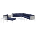 Harmony 10-Piece  Sunbrella® Basket Weave Outdoor Patio Aluminum Sectional Sofa Set - Taupe Navy - MOD12280