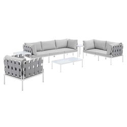 Harmony 8-Piece  Sunbrella® Outdoor Patio Aluminum Seating Set - Gray Gray 