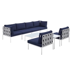 Harmony 8-Piece  Sunbrella® Outdoor Patio Aluminum Sectional Sofa Set - Gray Navy 