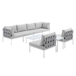 Harmony 8-Piece  Sunbrella® Outdoor Patio Aluminum Sectional Sofa Set - Gray Gray 