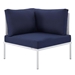 Harmony 8-Piece  Sunbrella® Outdoor Patio Aluminum Sectional Sofa Set - White Navy - Style B - MOD12292