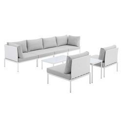 Harmony 8-Piece  Sunbrella® Outdoor Patio Aluminum Sectional Sofa Set - White Gray - Style B 