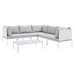 Harmony 6-Piece  Sunbrella® Outdoor Patio Aluminum Sectional Sofa Set - White Gray - MOD12295