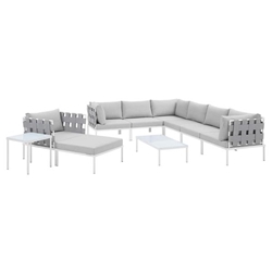 Harmony 10-Piece  Sunbrella® Outdoor Patio Aluminum Sectional Sofa Set - Gray Gray 