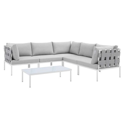 Harmony 6-Piece  Sunbrella® Outdoor Patio Aluminum Sectional Sofa Set - Gray Gray 