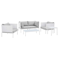 Harmony 5-Piece  Sunbrella® Outdoor Patio Aluminum Furniture Set - White Gray 