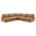 Commix Down Filled Overstuffed Vegan Leather 5-Piece Sectional Sofa - Tan- Style B