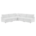 Commix Down Filled Overstuffed Vegan Leather 5-Piece Sectional Sofa - White- Style B