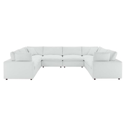 Commix Down Filled Overstuffed Vegan Leather 8-Piece Sectional Sofa - White 