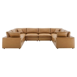 Commix Down Filled Overstuffed Vegan Leather 8-Piece Sectional Sofa - Tan 