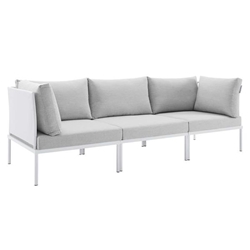 Harmony Sunbrella® Outdoor Patio Aluminum Sofa - White Gray 