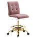 Prim Armless Performance Velvet Drafting Chair - Gold Dusty Rose - MOD12406