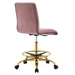 Prim Armless Performance Velvet Drafting Chair - Gold Dusty Rose - MOD12406