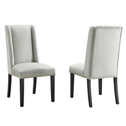 Baron Performance Velvet Dining Chairs - Set of 2 - Light Gray 