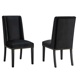 Baron Performance Velvet Dining Chairs - Set of 2 - Black 